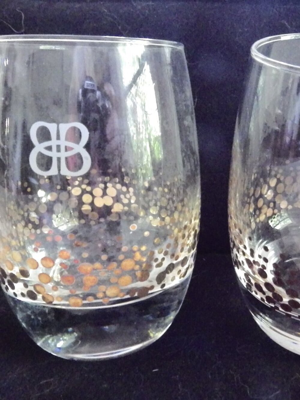 Pair (2) Baily's Irish Cream Glasses Metallic Gold Dots Collectible Barware